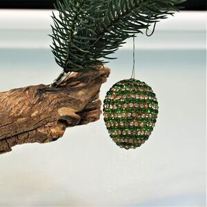Christmas Ornament Sequined Jeweled Egg Vintage Tree Decoration